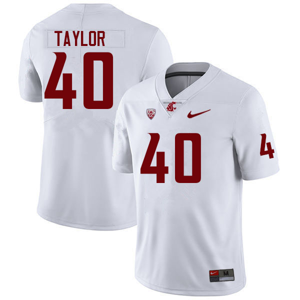 Men #40 Joseph Taylor Washington State Cougars College Football Jerseys Sale-White